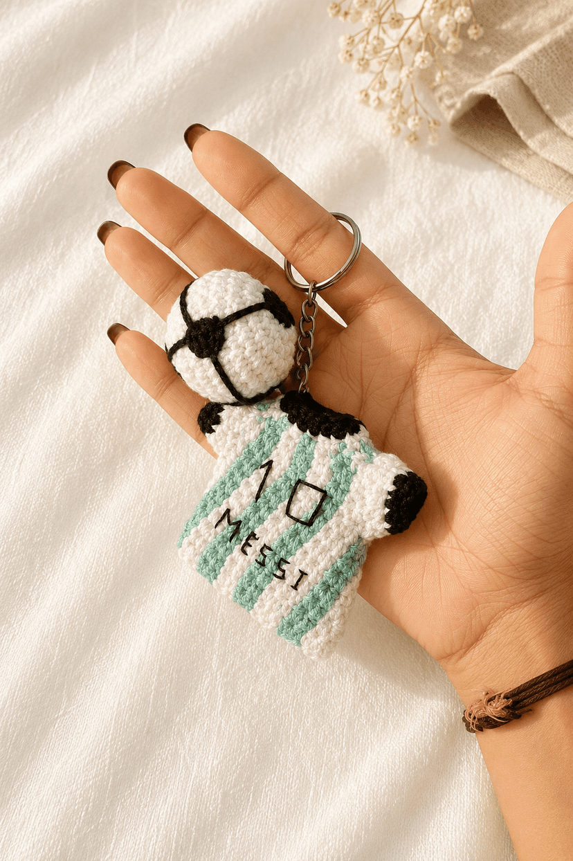 Crochet Messi Jersey & football Keychain